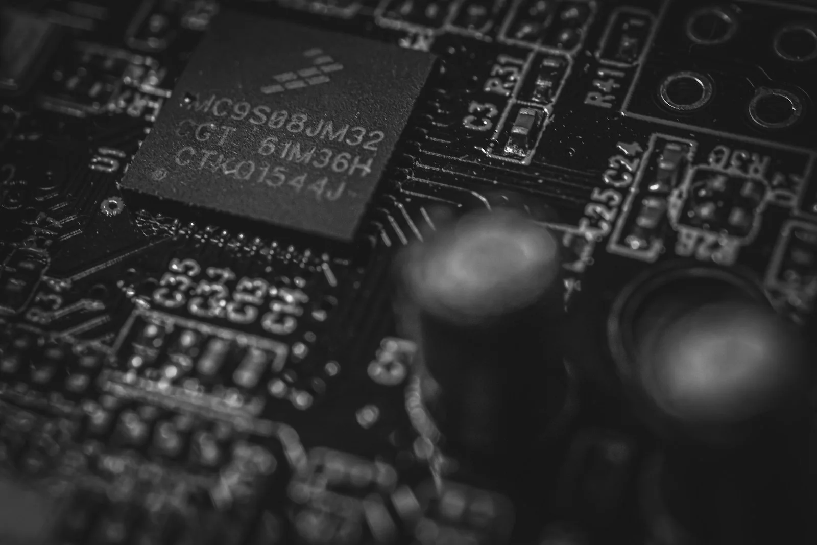 A microprocessor mounted on a circuit board