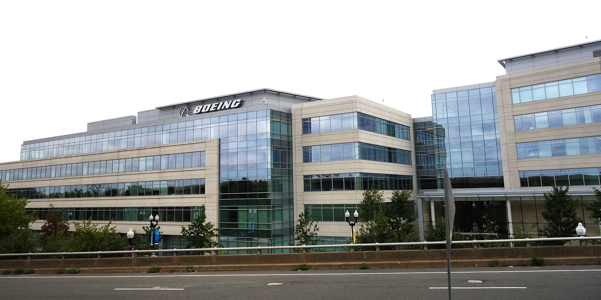A modern office building with the Boeing logo visible on the facade.
