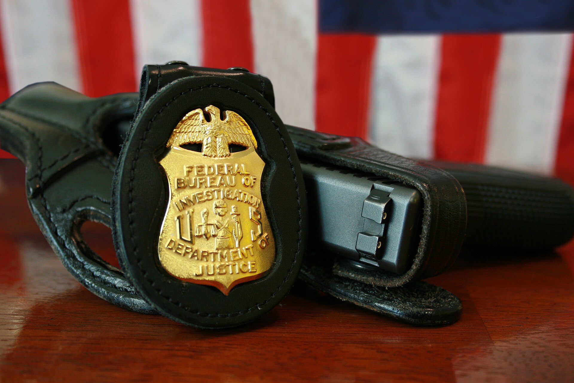 FBI badge on a gun holster