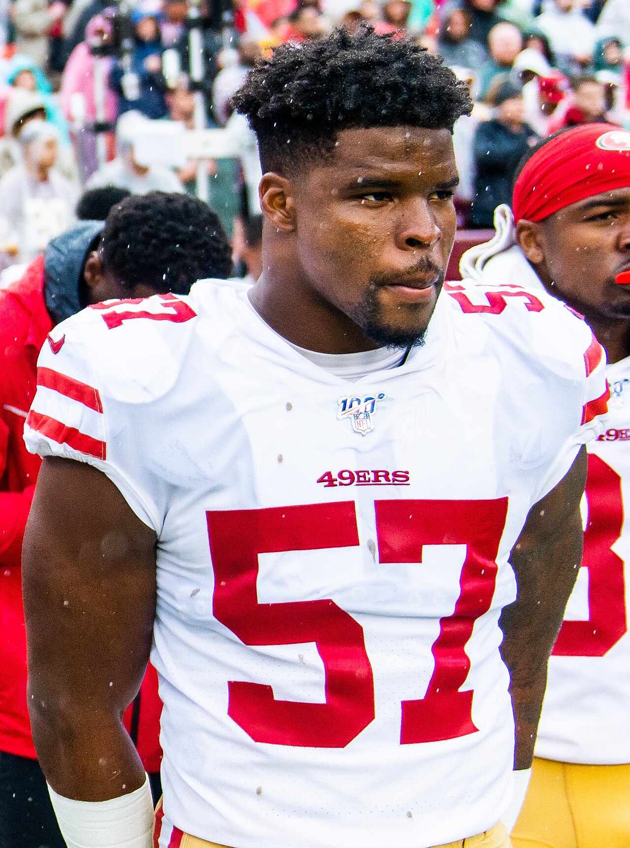 Dre Greenlaw, San Francisco 49ers linebacker, wearing number 57