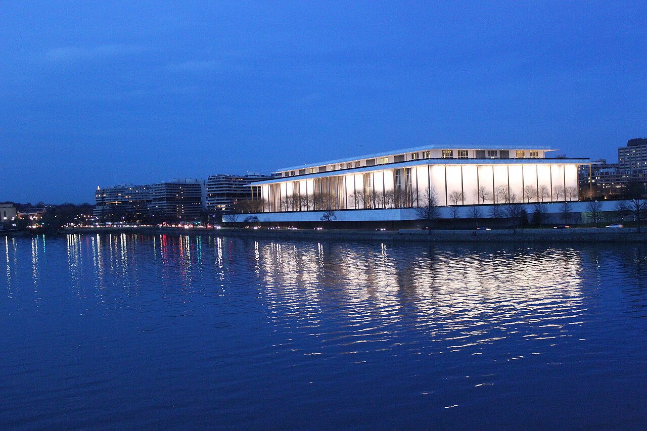 The John F. Kennedy Center for the Performing Arts at dusk