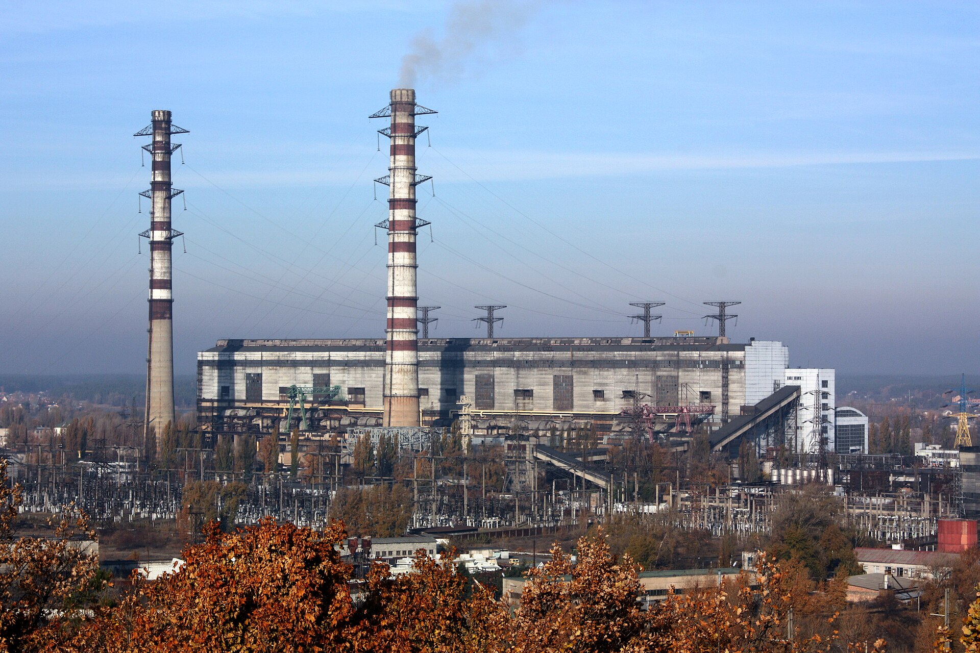 power plant with two smokestacks