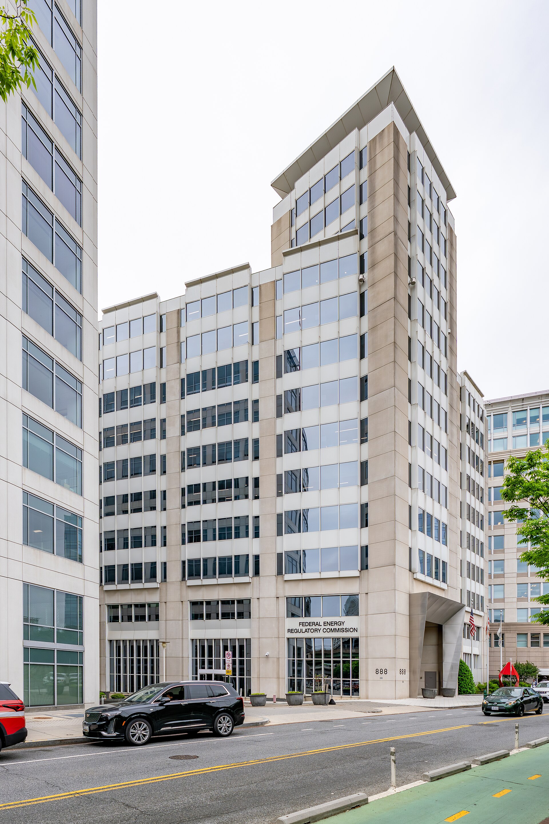 The Federal Energy Regulatory Commission building with the name displayed above the entrance.