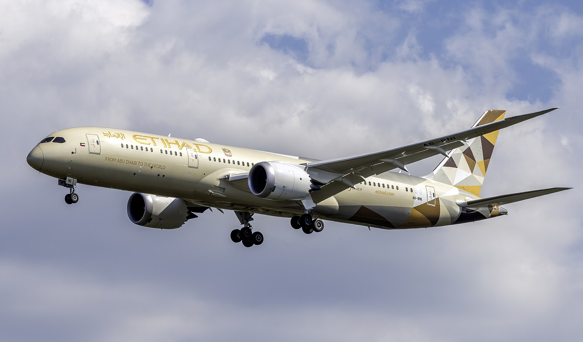 Etihad Airways plane flying in the sky